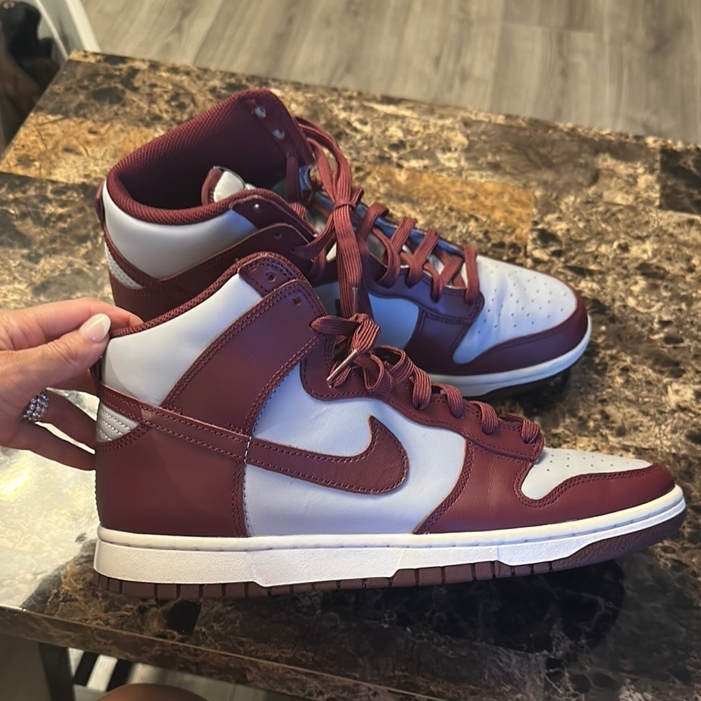 Nike Men's dunk high Maroon and Gray High-Top Sneakers - Picture 3 of 6